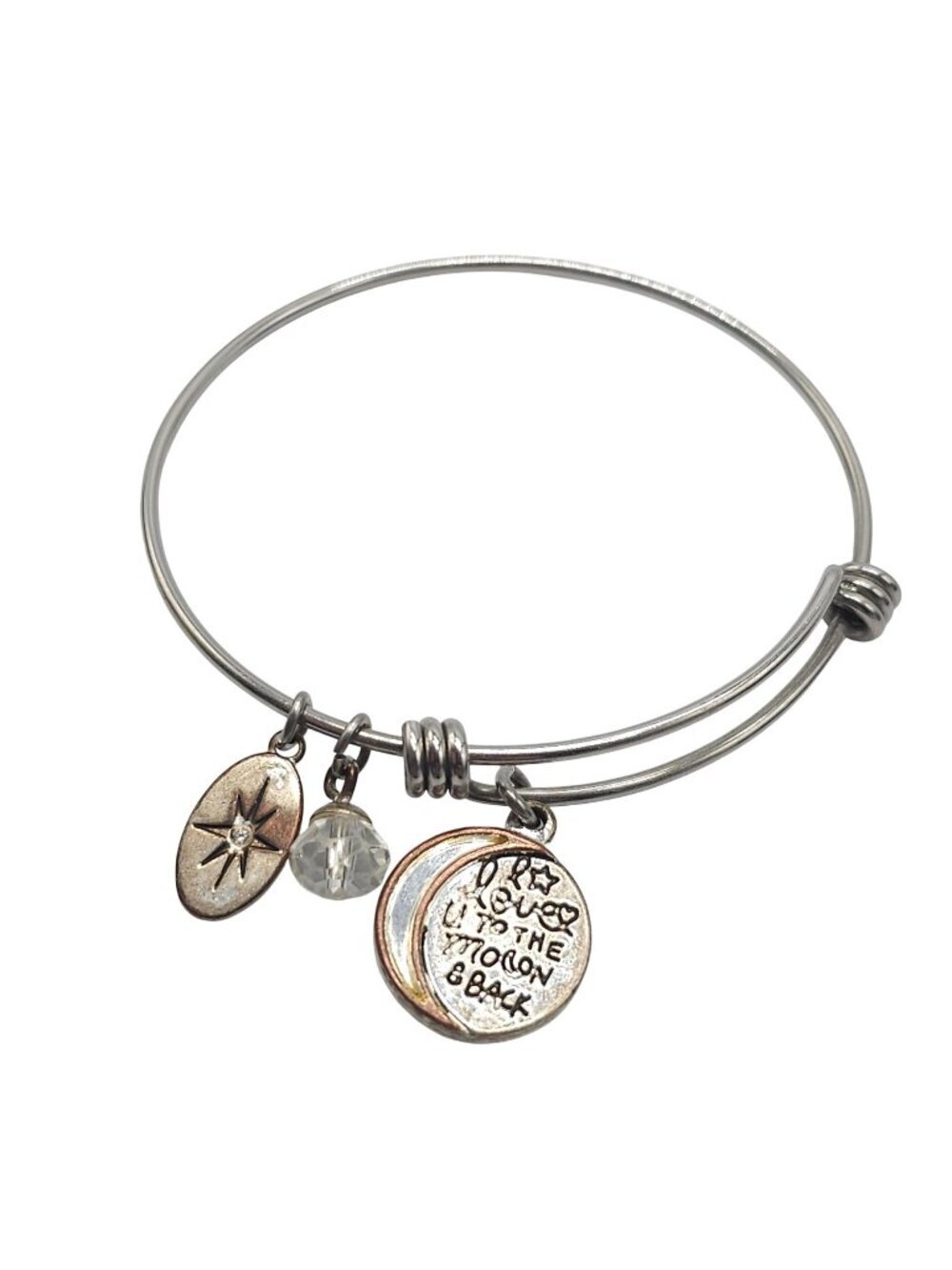 I Love You To The Moon & Back Charm Bracelet With Crystals By Brilliance Accents